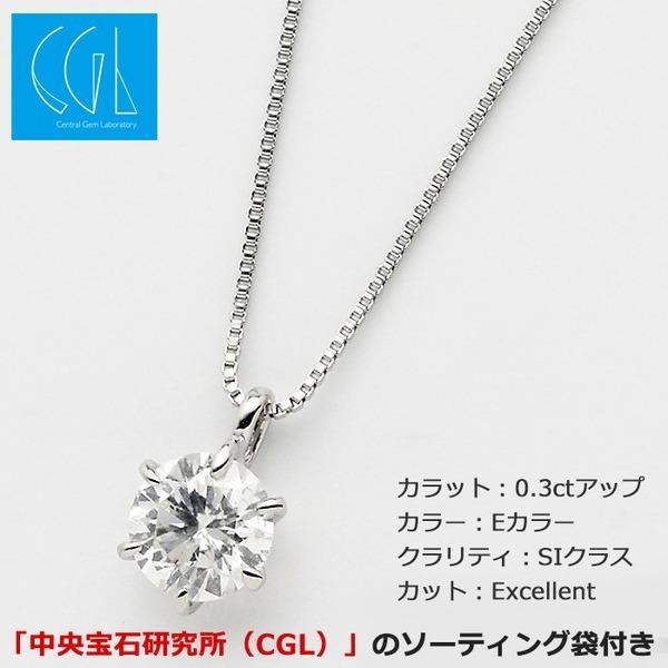 〔鑑定書付〕 ダイヤモンドペンダント/ネックレス 一粒 K18 ホワイトゴールド 0.3ct ダイヤネックレス 6本爪 Eカラー SIクラス Excellent 中央宝石研究所ソー...