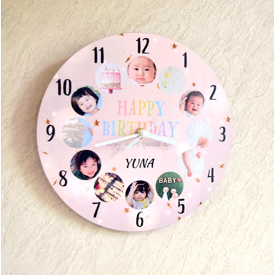 写真プリント時計 円形 M こどもの絵 オーダーメイド 円形 こどもの絵 