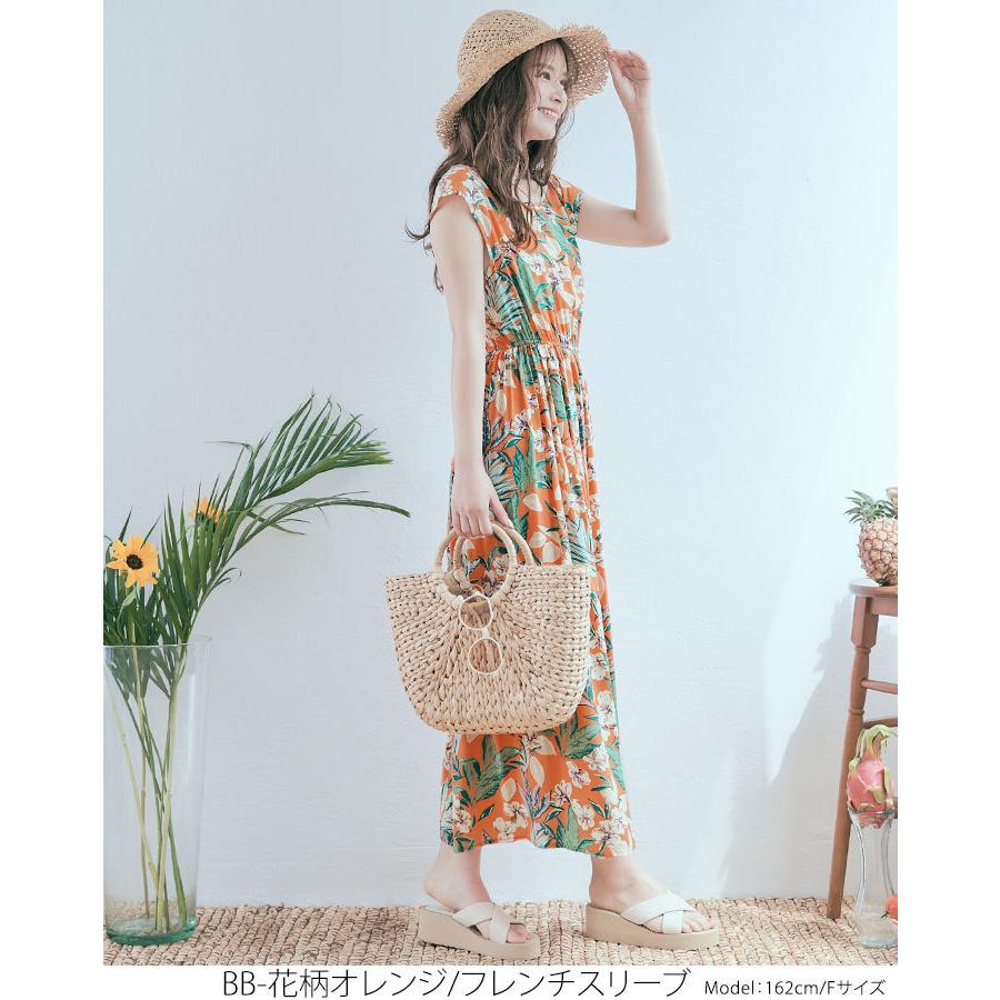 マキシ丈 ワンピース 春夏 ロングワンピース 花柄 フラワー ボタニカル 総柄 ミモレ 膝丈 リゾート ノースリーブ ブラウジング ウエストゴム 4 Cjb5003 Kirakirashop By Kg Market 通販 Yahoo ショッピング