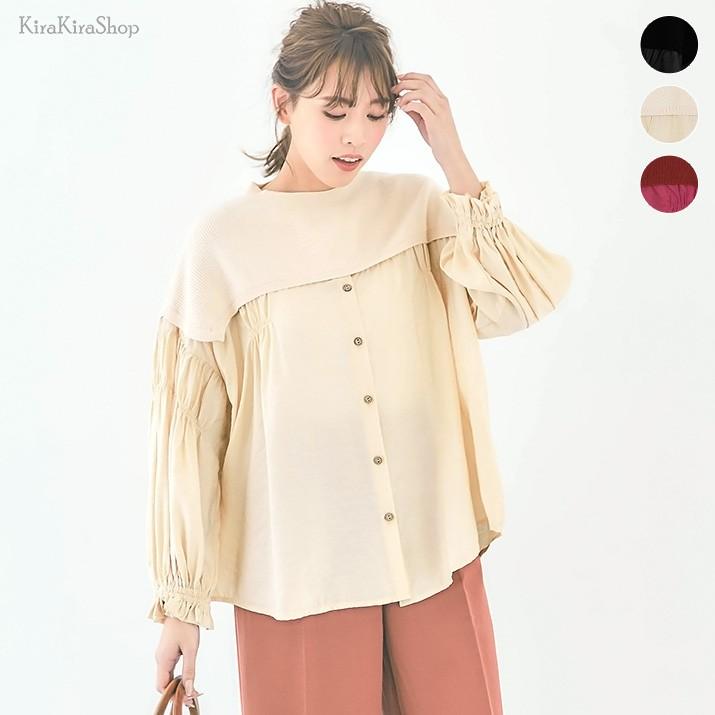 レディース トップス 春 夏 ブラウス シャツ ニットドッキング レイヤード 重ね着風 切り替え ギャザーブラウス キャンディースリーブ 大人カジュアル 9 Cot0084 Kirakirashop By Kg Market 通販 Yahoo ショッピング
