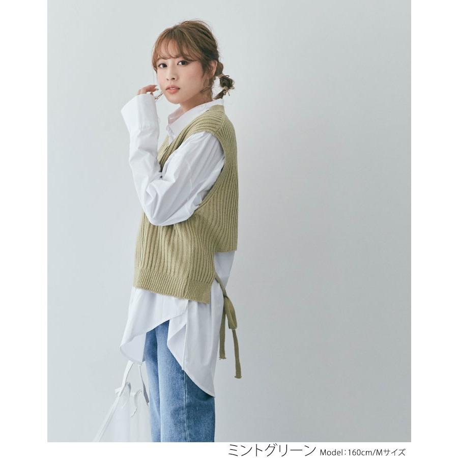 ニットベスト 春 夏 バックコンシャス バックリボン バックオープン 背中開き Vネック 重ね着 レイヤード レディース トップス おしゃれ カジュアル 10 Jkd0024 Kirakirashop By Kg Market 通販 Yahoo ショッピング