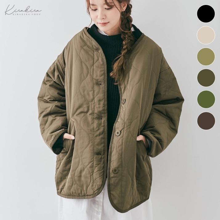 キルティングジャケット コート ブルゾン 春 夏 ライナー 中綿ジャケット 中綿コート ひょうたんキルト レディース アウター ノーカラー オーバーサイズ Jkk0134 Kirakirashop By Kg Market 通販 Yahoo ショッピング