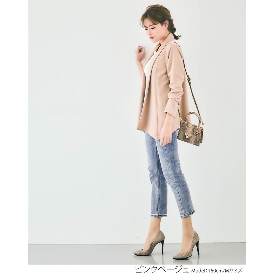 ノーカラージャケット テーラード 春夏 アウター ポンチジャケット 羽織り カーデ ノーボタン レディース 長袖 黒 ネイビー 30代コーデ Jnt0057 Kirakirashop By Kg Market 通販 Yahoo ショッピング