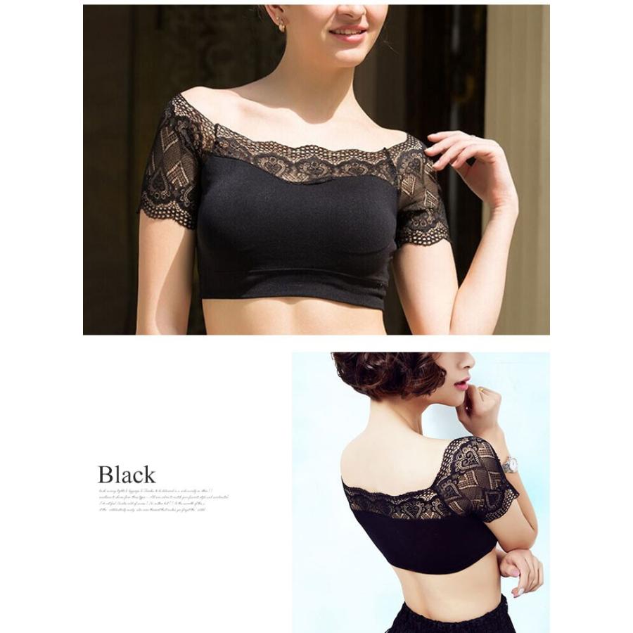 インナー レース レディース 下着 ブラトップ カップ付き 半袖 ブラジャー ノンワイヤー ハーフトップ オフショルダー 8 Lai0069 Kirakirashop By Kg Market 通販 Yahoo ショッピング
