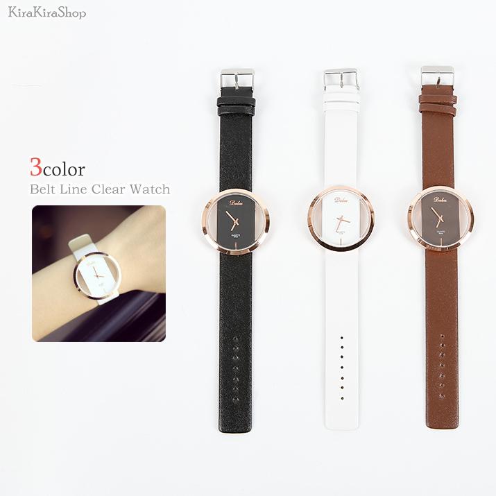 腕時計 レディース リストウォッチ ユニセックス ブレスレット バングル フェイクレザー 革 ベルト クリア ピンクゴールド 5 Wat5003 Kirakirashop By Kg Market 通販 Yahoo ショッピング