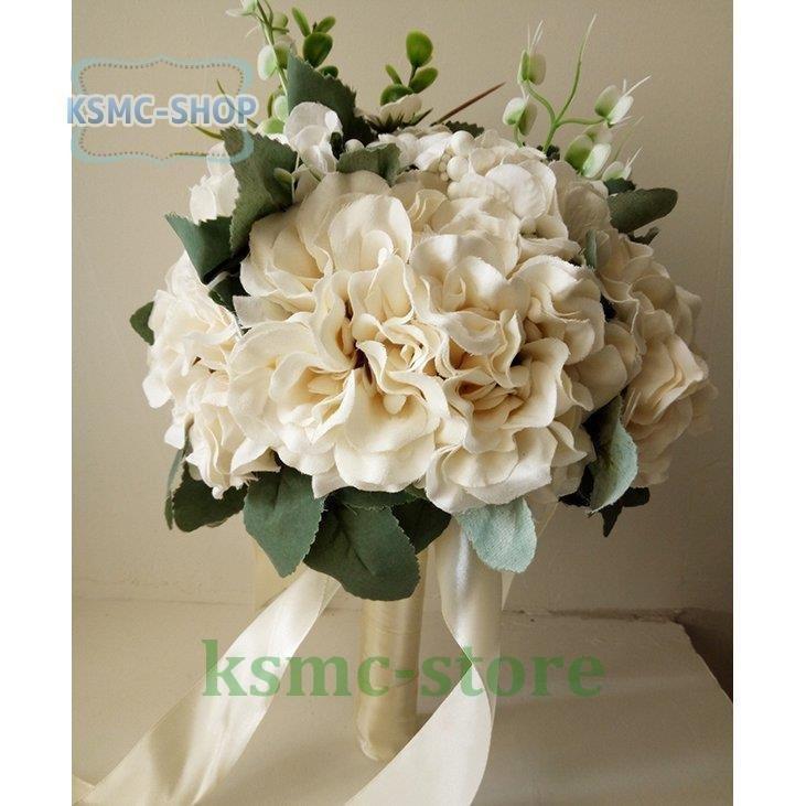 お手軽価格で贈りやすい ウエディングブーケ 安い 結婚式 ブーケ 花嫁 披露宴 ウェディング用 ローズ 造花 ブライダルブーケ 手作り 花束 歓迎会 卒業式 ギフト ホワイト