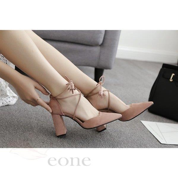 格安saleスタート 編み上げ 紐 フラット 太ヒール 大きいサイズ 痛くない ローヒール パンプス サンダル 新作 歩きやすい レースアップ パンプス Www We Job Com