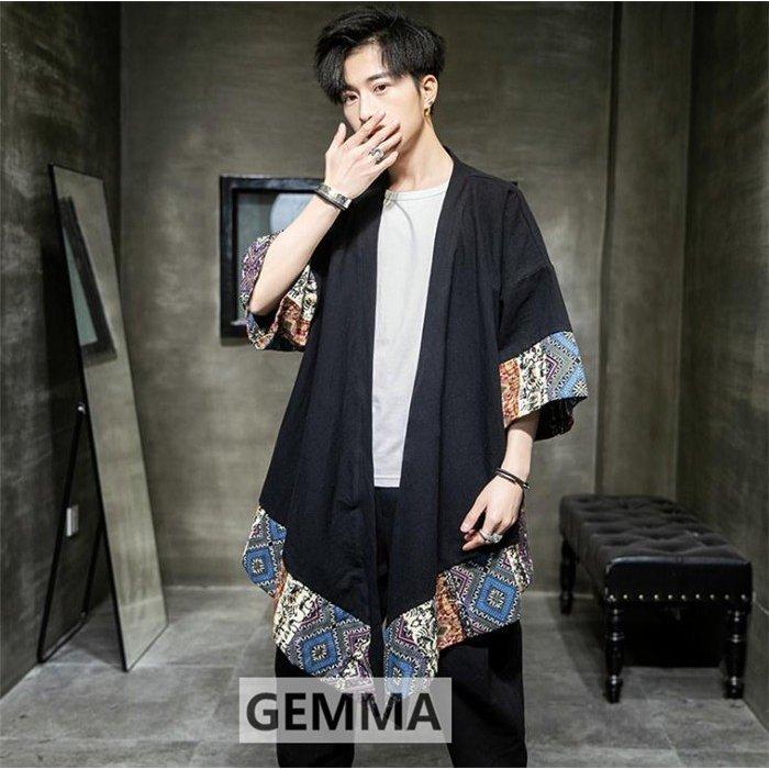 カーディガン メンズ ロング丈 アウター リネンカーディガン 綿麻 日焼け止め ５分袖 甚平 浴衣 花火大会 夏祭り 薄手 ゆったり カジュアル 海外輸入