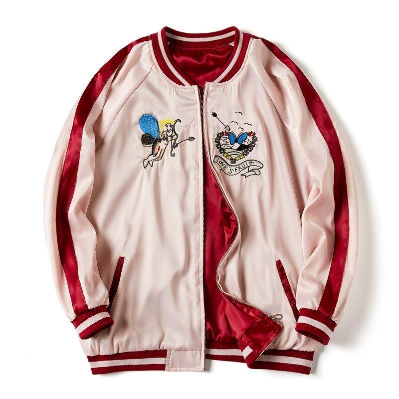 本物品質の ヨコスカ 男女兼用 キュビット刺繍マーク スカジャン リバーシブル シルク 横須賀ファッション サイズs L 2way仕様 野球服