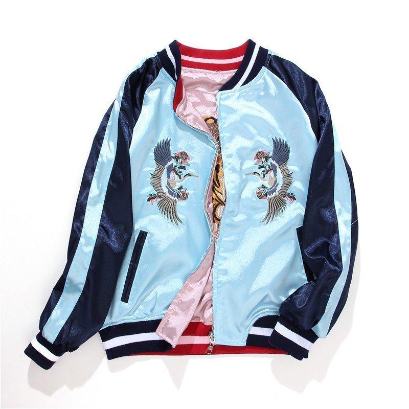 送料無料 新品 ヨコスカ 男女兼用 富士山 虎刺繍マーク スカジャン リバーシブル 横須賀ファッション サイズs ４xl 2way仕様 野球服