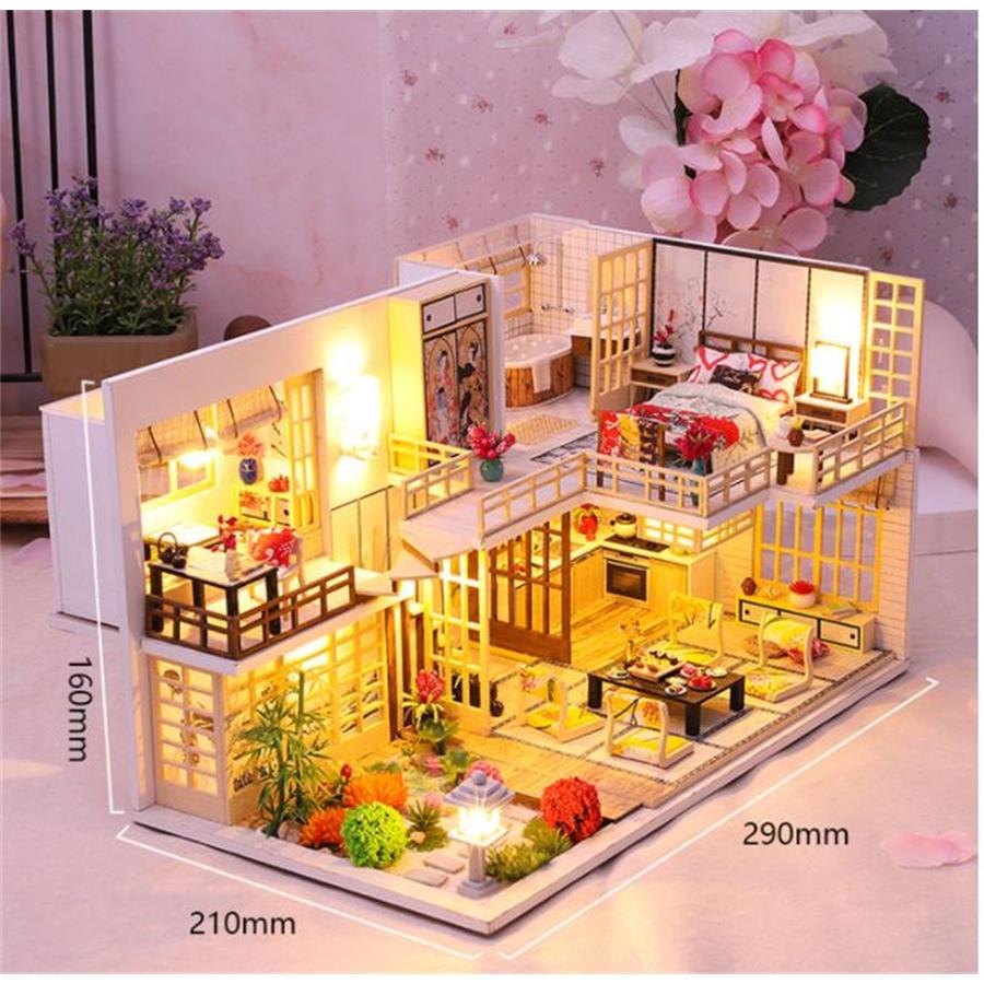 Sale開催中 木製ドールハウス 和風 ミニチュアコレクション Ledライト 防塵カバー付き 子供 大人 誕生日 クリスマス プレゼント Wantannas Go Id