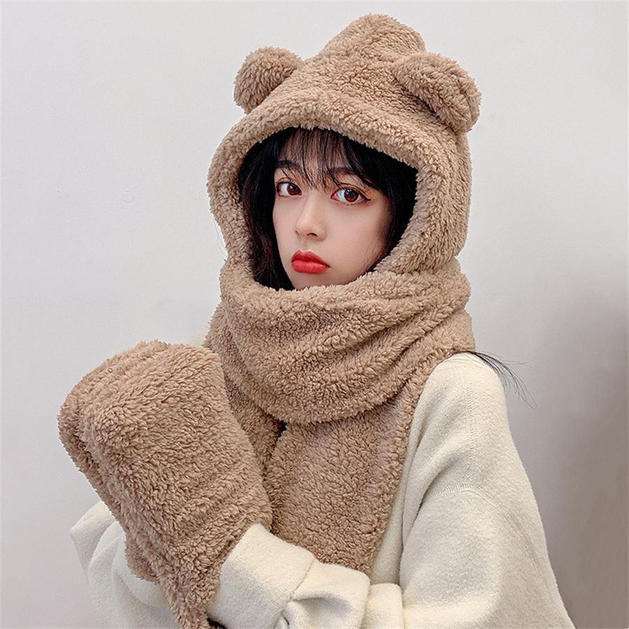 マフラー スカーフ 帽子 手袋 3点一体 レディース フード付マフラー アニマル帽子 クマ耳付き 人気 小顔効果 無地 可愛い 防風 保温 防寒対策 女の子 大人向け Ci Xelm 1 キラボシストア 通販 Yahoo ショッピング