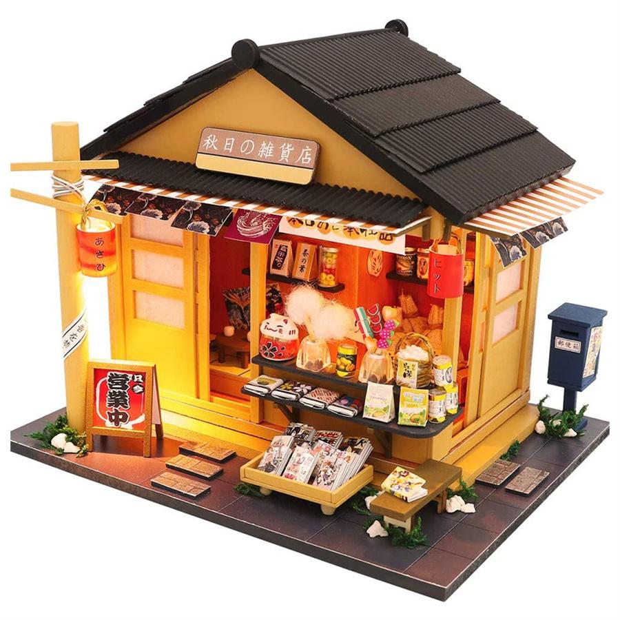 Sale 103 Off 木製ドールハウス ミニチュアハウス 和風 雑貨屋 雑貨店 ミニチュアドールハウス Ledライト付き Diy 手作り 模型 子供 大人 誕生日 プレゼント Wantannas Go Id