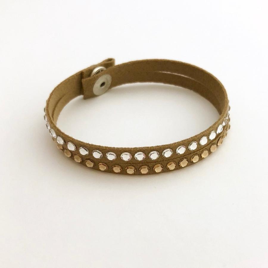 SWAROVSKI*スワロフスキー 2連ブレスレット スウェード ライトブラウン 