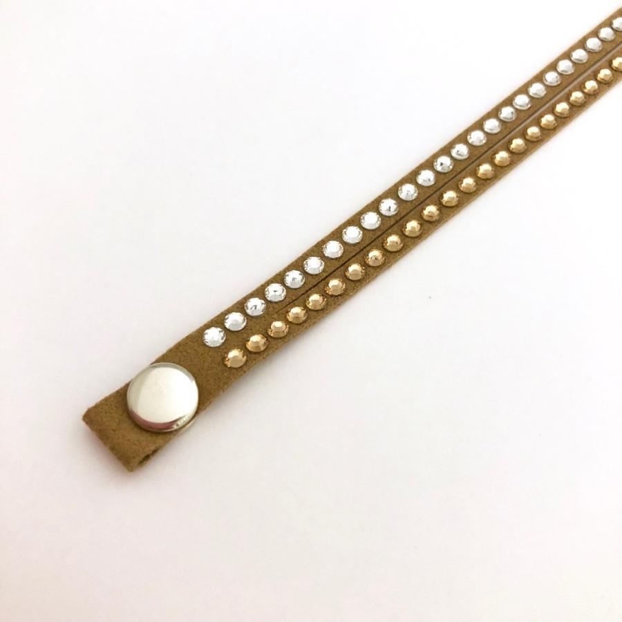 SWAROVSKI*スワロフスキー 2連ブレスレット スウェード ライトブラウン 