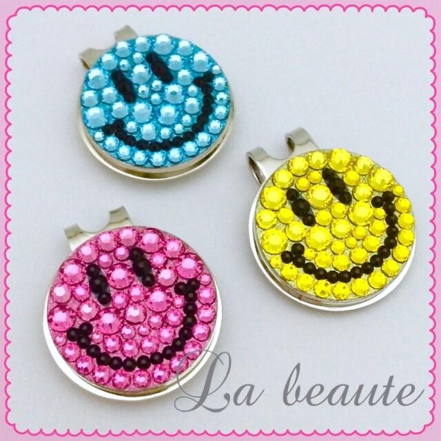 SWAROVSKI*ゴルフマーカー クリップセット スマイリー ニコちゃん