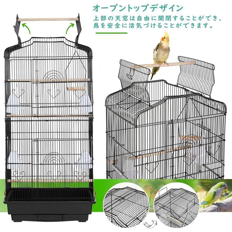 Yaheetech 鳥かご 鳥ケージ 大型 高強度 複数飼い 豪華ケージ 大きい 鳥小屋 スタンド付きバードケージ ブランコ付き フルハウス｜kirakira-cyura-shop2｜05