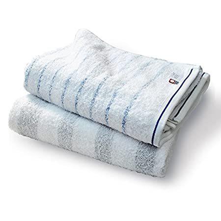 【値下げ】 Cotton set pcs 2 Towel Bath Imabari 特別価格Japanese 100% Made好評販売中 GRAY BLUE 65cm x 125 湯上りタオル、バスタオル