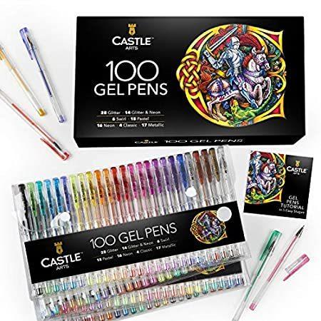 特別価格castle Art Supplies ジェルペン100本セット ケース付き 大人または初心者の方に 塗り絵 スクラップブック ライティングに最適 渦好評販売中