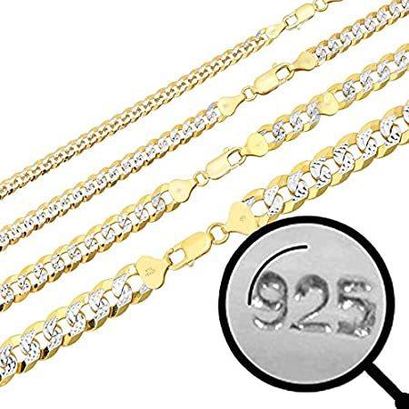 ファストファッション通販サイト 特別価格harlembling メンズ フラットキューバチェーン ツートーンダイヤモンドカット 14kゴールドメッキ ソリッド925スターリングシルバー イタ好評販売中 値下げ商品 Clinicaaldente Es