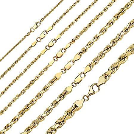 特別価格Pori Jewelers 14Kイエローゴールド 3mm 中空ダイヤモンドカット ロープチェーンネックレス ユニセックス サイズ 18インチ-24イ好評販売中 アクセサリー