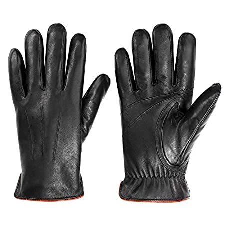 豪奢な 特別価格冬用レザー手袋 メンズ ブラック好評販売中 カラー: L(9.5) サイズ: US 暖かい運転手袋 フルハンドタッチスクリーン グローブ