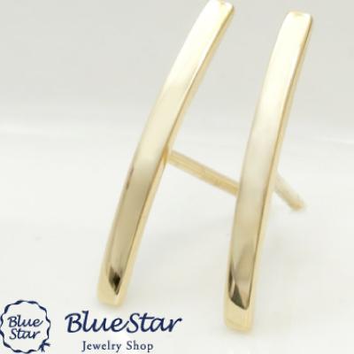 シンプルなバータイプピアス　K18YG スタッドピアス レディース K18YG バータイプピアス BlueStar