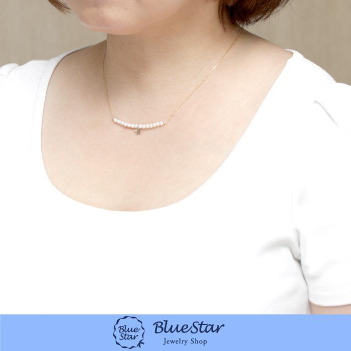 1輪のお花がかわいいベビーパールネックレス Pt/K18YG 39cm BlueStar 
