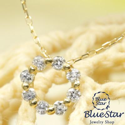 ダイヤモンドネックレス レディース K18YG ダイヤモンド0.10ct 40cm 