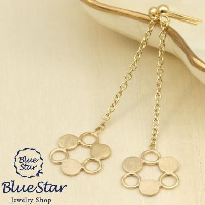 K18YG モダンなサークルデザインが楽しいゆれるピアス BlueStar