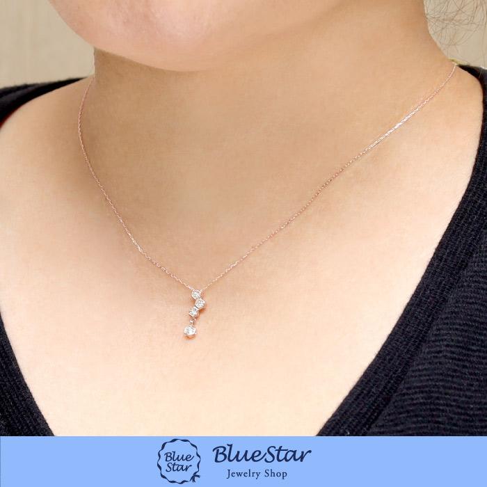 ハニカムデザインにキラリと輝くダイヤモンド0.12ct ネックレス K10PG  