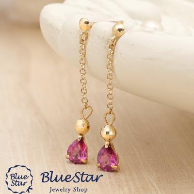 ゆれるロードライトガーネットがキュートなピアスK10YG BlueStar