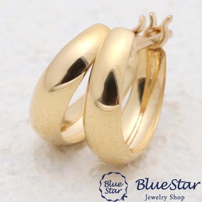 フープピアス　月甲丸 10mm　シンプル地金ピアスK18YG フープピアス月甲丸 10mmシンプル地金ピアスK18YG