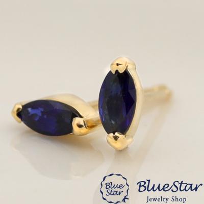 合計0.26ct】サファイヤ マーキスカット スタッドピアス K18YG 