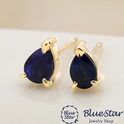 【合計0.46ct】サファイヤペアシェープカット スタッドピアス K18YG 合計0.46ct】サファイヤ ペアシェープカット スタッドピアス