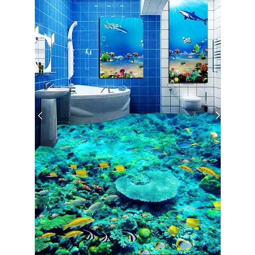 今月限定 特別大特価 巨大 3d フロアマット 1m 1m 海 水族館 風景 景色 リフォーム リメイク 防音 断熱 滑り止めシート 床 壁 天井 はがせるシール 春夏新色 Tprepara Cl