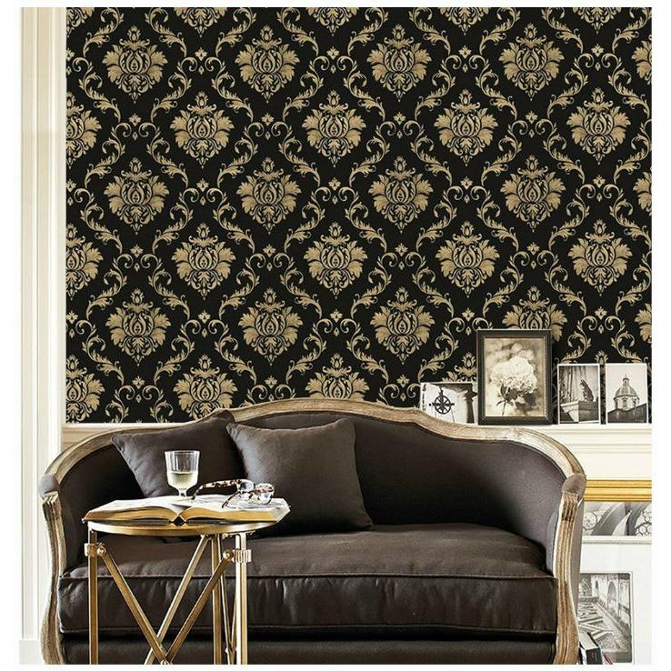 ダマスク 柄 壁紙 Diy 剥がせて丈夫 シールタイプ マスキングテープ かわいい おしゃれ ブラック クロス 補修 はがせる壁紙 Gymb136 キラキラ市場 通販 Yahoo ショッピング