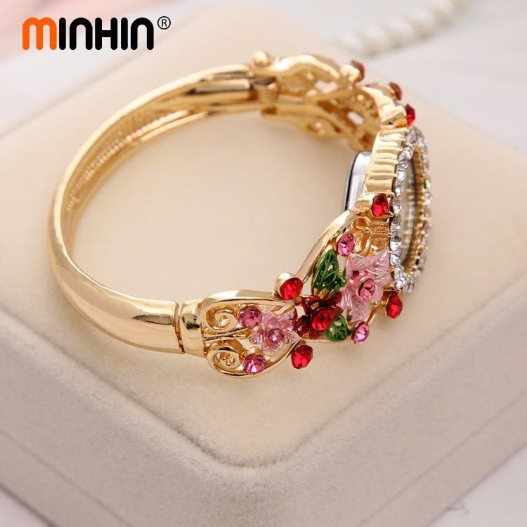 腕時計 レディース 海外ブランド 可愛い クリスタル フラワー 選べる5色 ブレスレット ゴールドメッキ クオーツ Hcy173 キラキラ市場 通販 Yahoo ショッピング