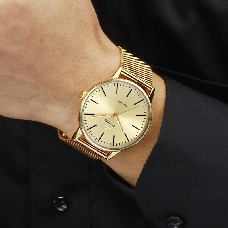 腕時計 メンズ Wwoor 海外ブランド 高級 防水 メッシュ クオーツ 薄型 スポーツ ビジネス ゴールド Hcy9 キラキラ市場 通販 Yahoo ショッピング