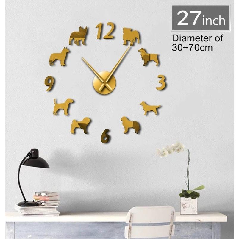 新品 人気犬模様 壁掛け時計 Diy ウォールクロック Dog 文字盤子犬ウォッチミラーフレーム インテリア Ll330d キラキラ市場 通販 Yahoo ショッピング