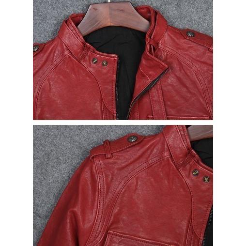 レッド 手作り高級羊の皮 シープスキン レザージャケット ライダースジャケット 赤の革ジャン Wcm733 キラキラ市場 通販 Yahoo ショッピング