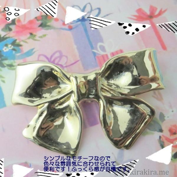 ブローチ シンプル リボンモチーフ メタルブローチ ストール 便利