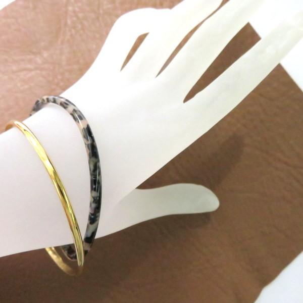 ゴールド アセチ 樹脂 日本製 手作り バングル ブレスレット メタル 
