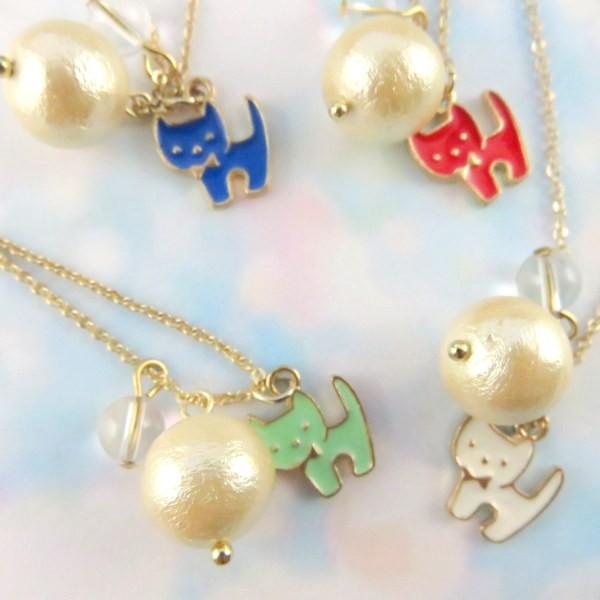 ネックレス ネコ ロング ペンダント エポ ねこ 可愛い 天然石