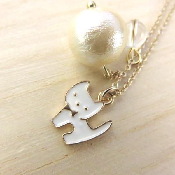 ネックレス ネコ ロング ペンダント エポ ねこ 可愛い 天然石