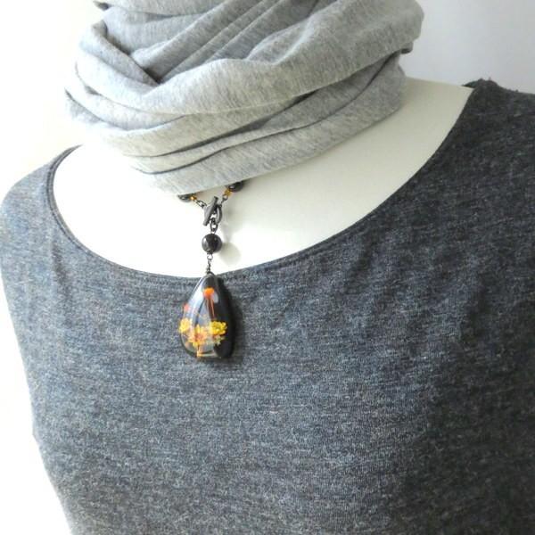 ネックレス ヴインテージ 大きめ 花 フラワー ドロップ しずく 昭和