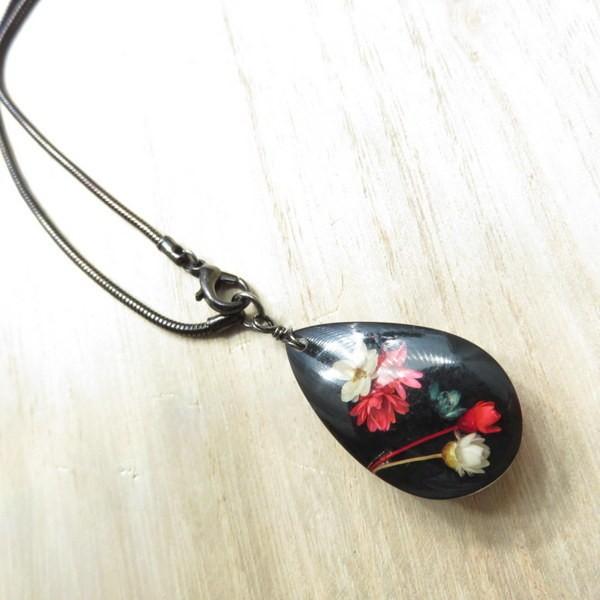 アンティーク花形ペンダントネックレス ネックレス ヴインテージ 大きめ 花 フラワー 小花 ドロップ