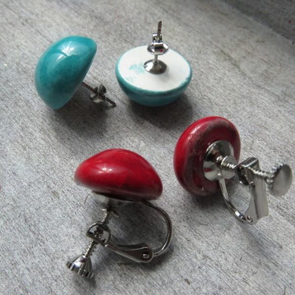 イヤリング ピアス 大ぶり 陶器 ノンホール イヤクリップ シンプル