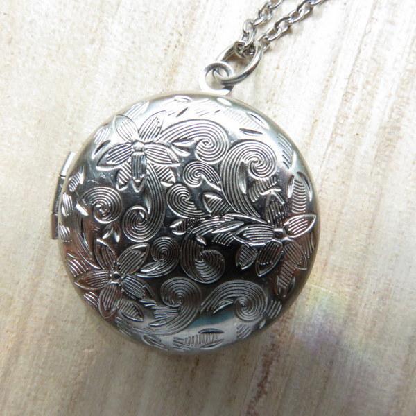 ロケットペンダント サージカル サジカル ステンレス 円形 植物柄