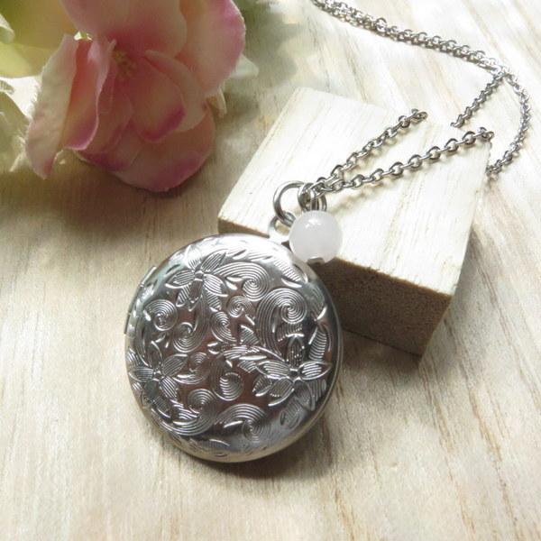 ロケットペンダント サージカル サジカル ステンレス 円形 植物柄